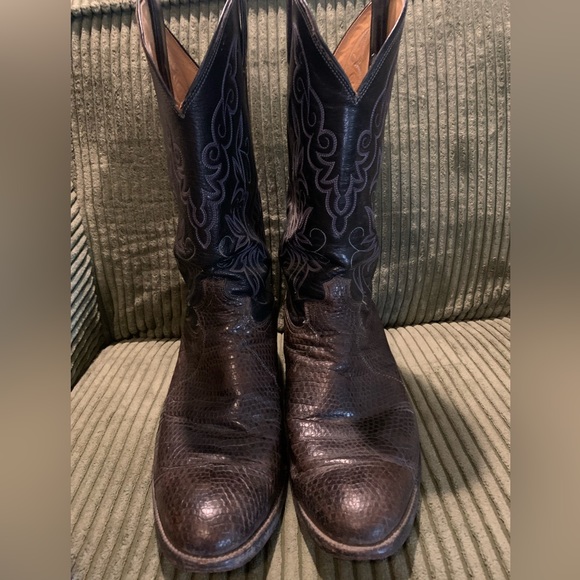 Justin Snakeskin Cowboy Western Boots Vintage Men´s 10...